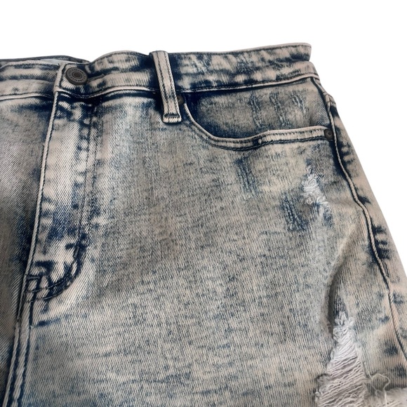 KanCan Acid Wash High Rise Distressed Denim Cutoff Shorts Frayed Hem - Picture 4 of 12